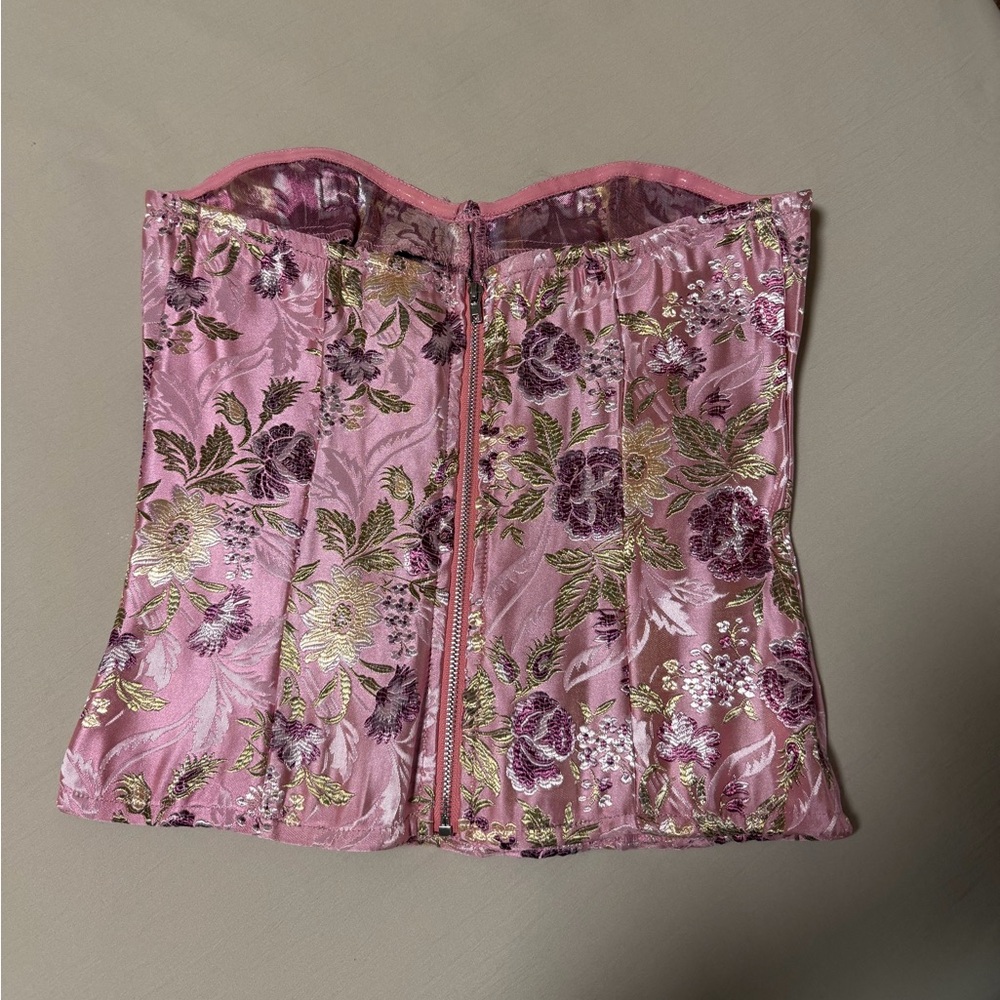 PrettyLittleThing Pink Floral Corset Top - Picture 3 of 3